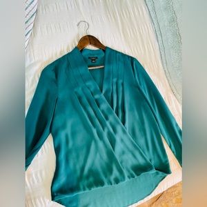Ann Taylor Forest Green Long Sleeve Blouse